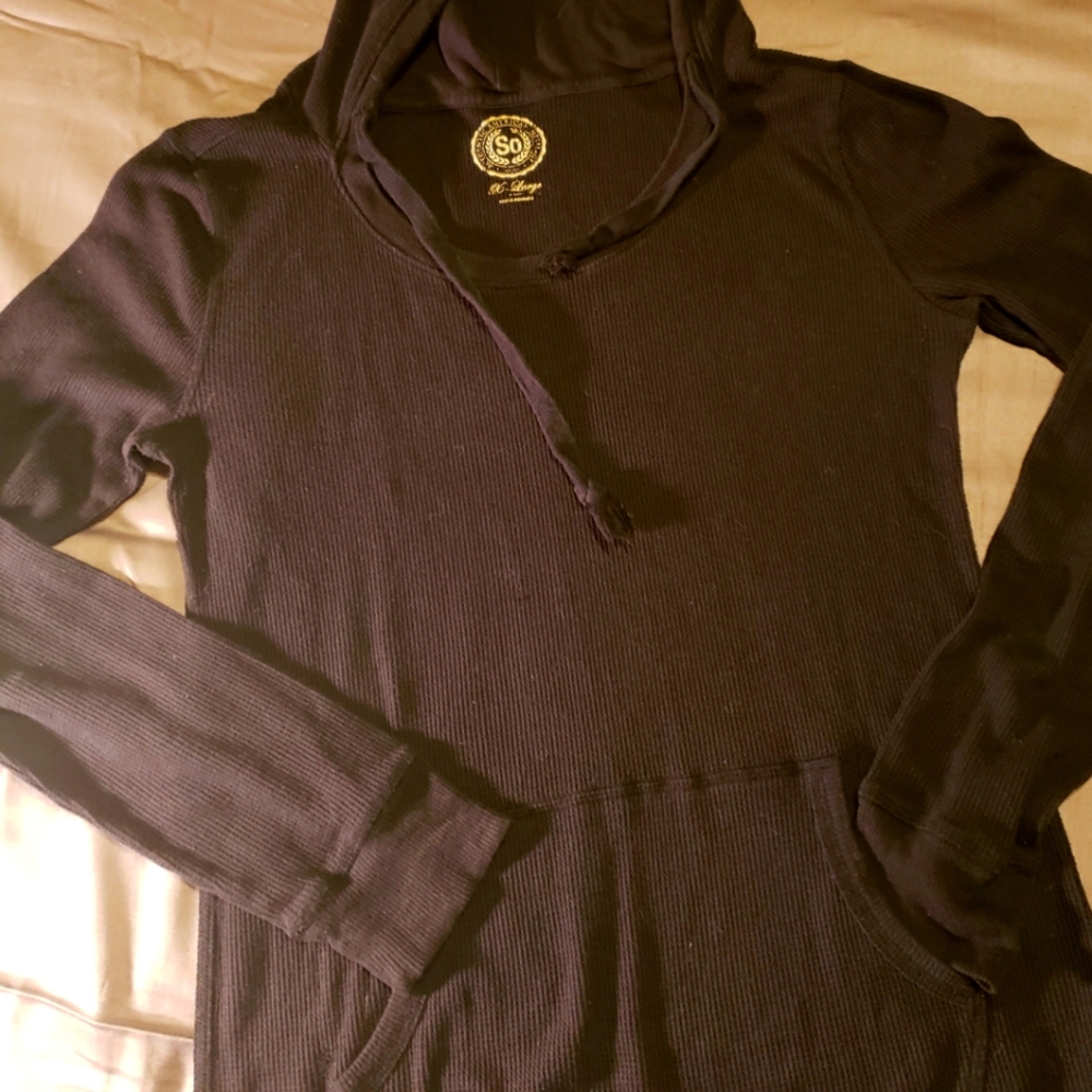 SO Authentic American Heritage hooded black thermal shirt size large.